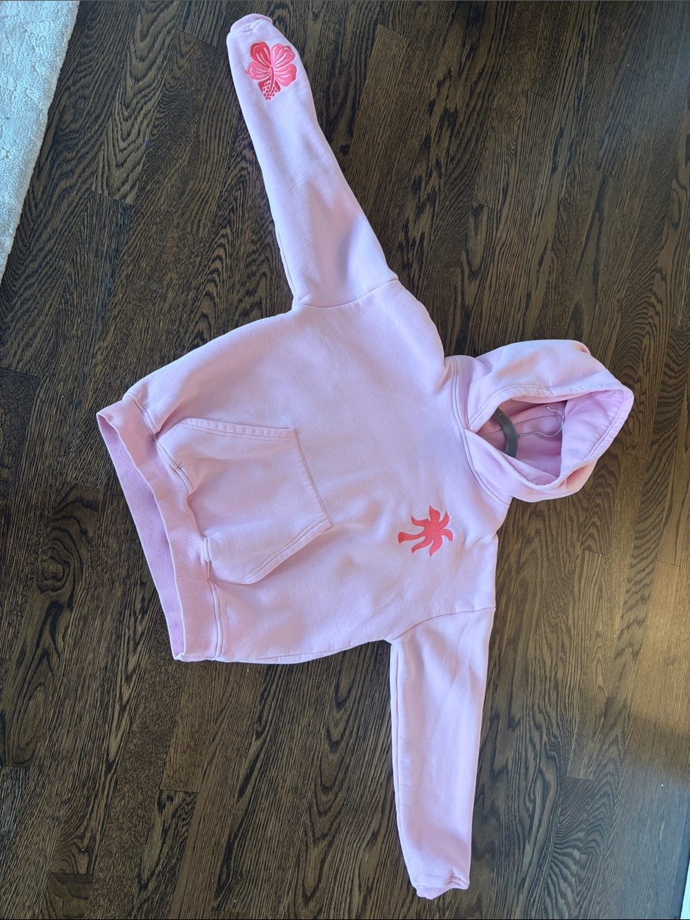 Girls Pink Palm Puff Sweater “ Everything Comes in Waves”